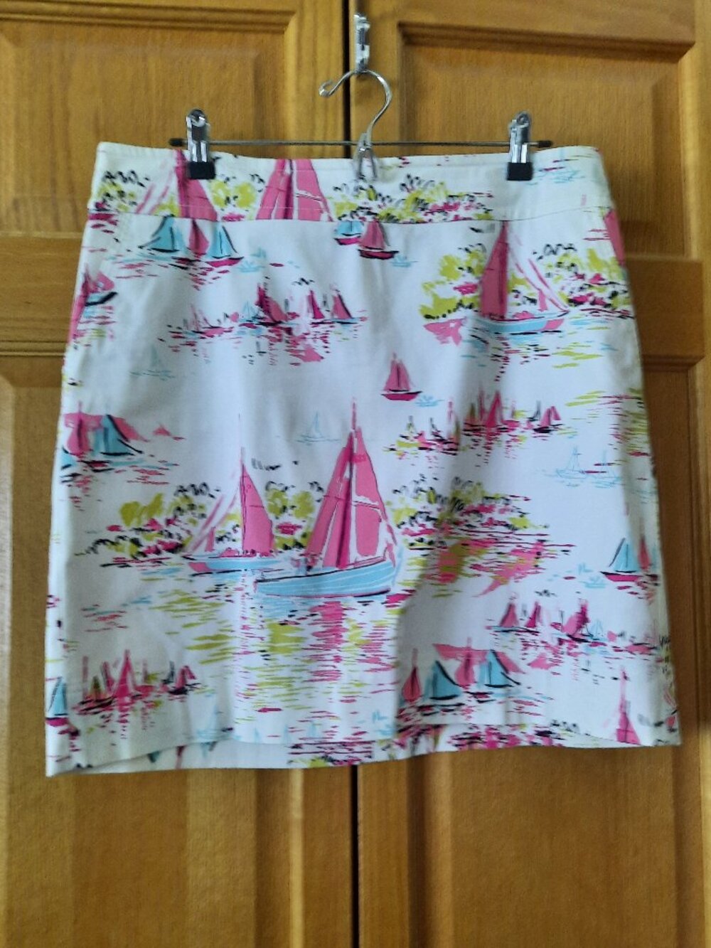 Skirt, Talbots Petites, Pink Sailboats